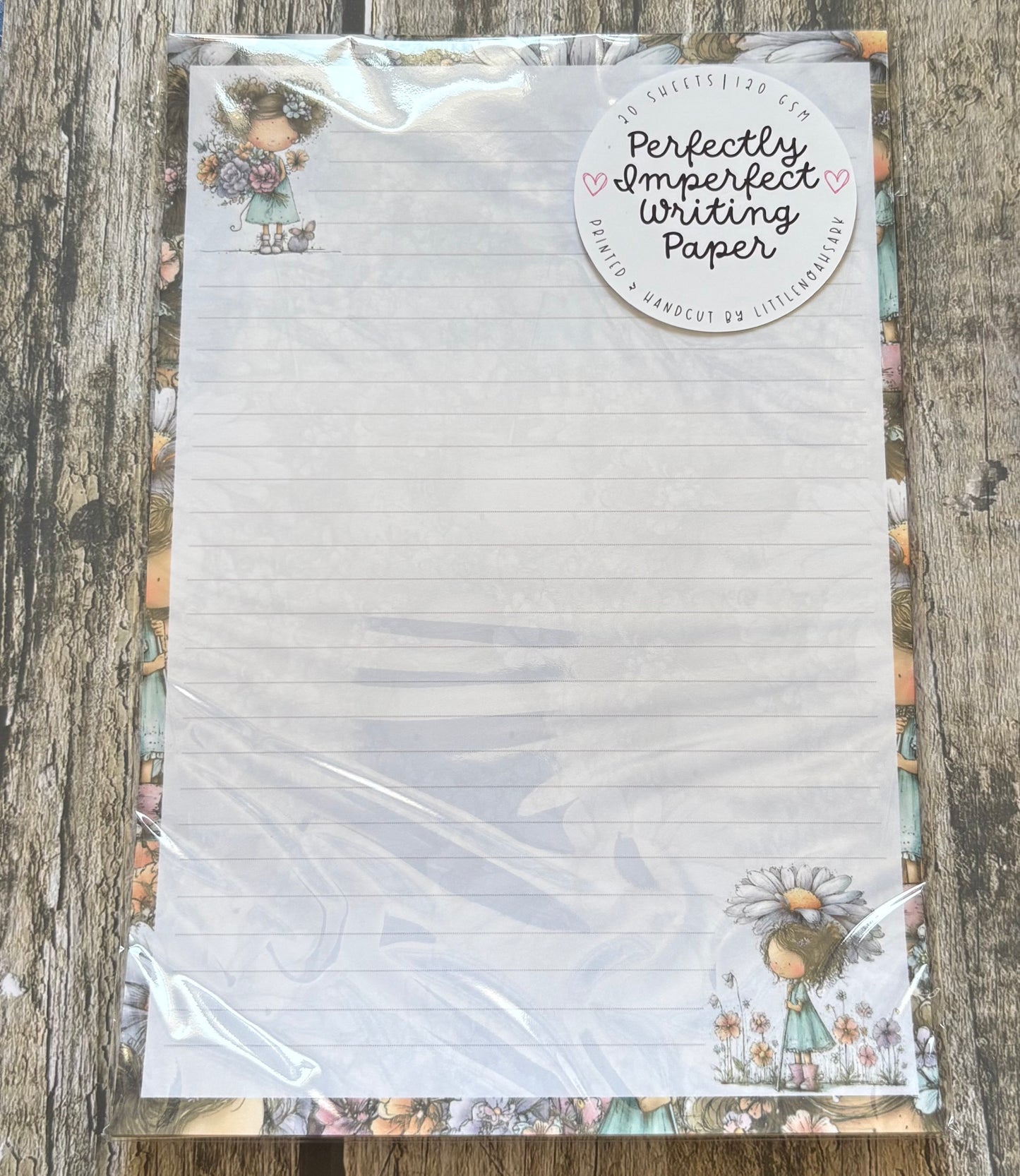 Lavender floral girl perfectly imperfect writing paper