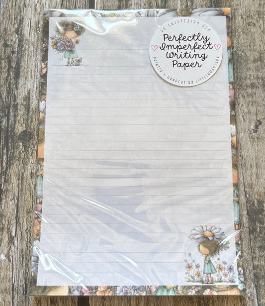 Lavender floral girl perfectly imperfect writing paper