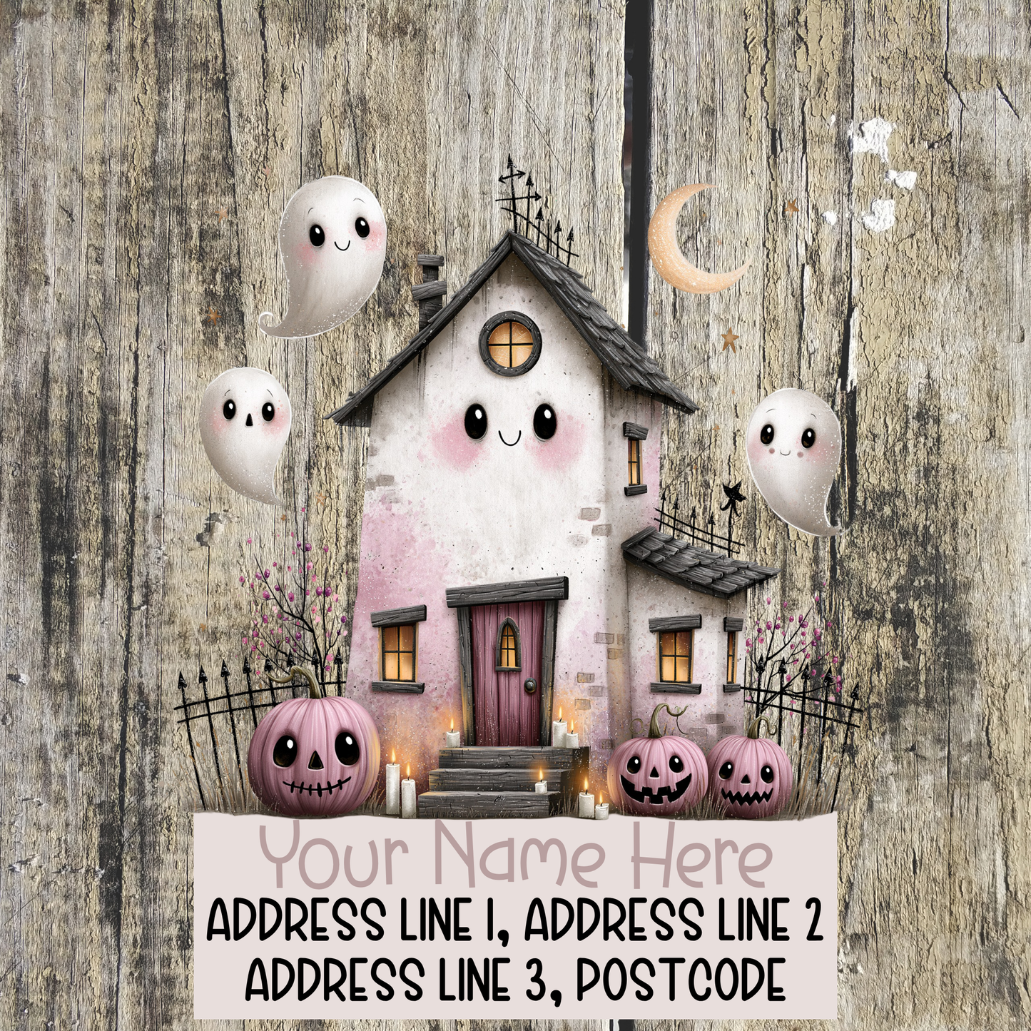 Pink Halloween Address Labels