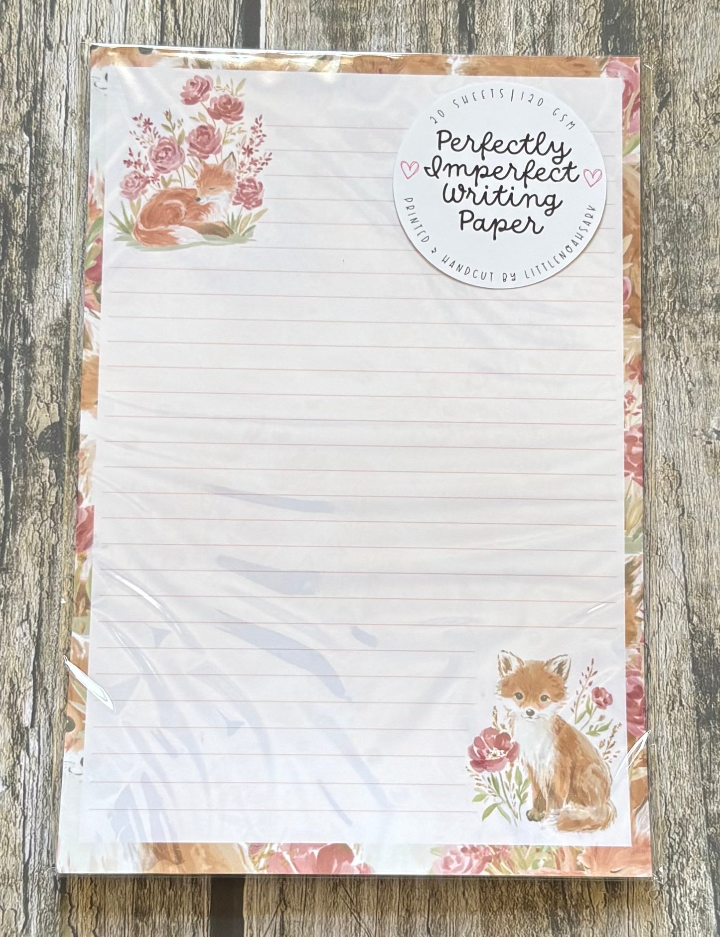 Floral fox perfectly imperfect writing paper