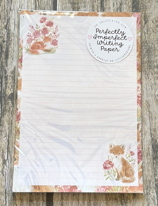 Floral fox perfectly imperfect writing paper