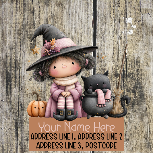 Pink Halloween Address Labels