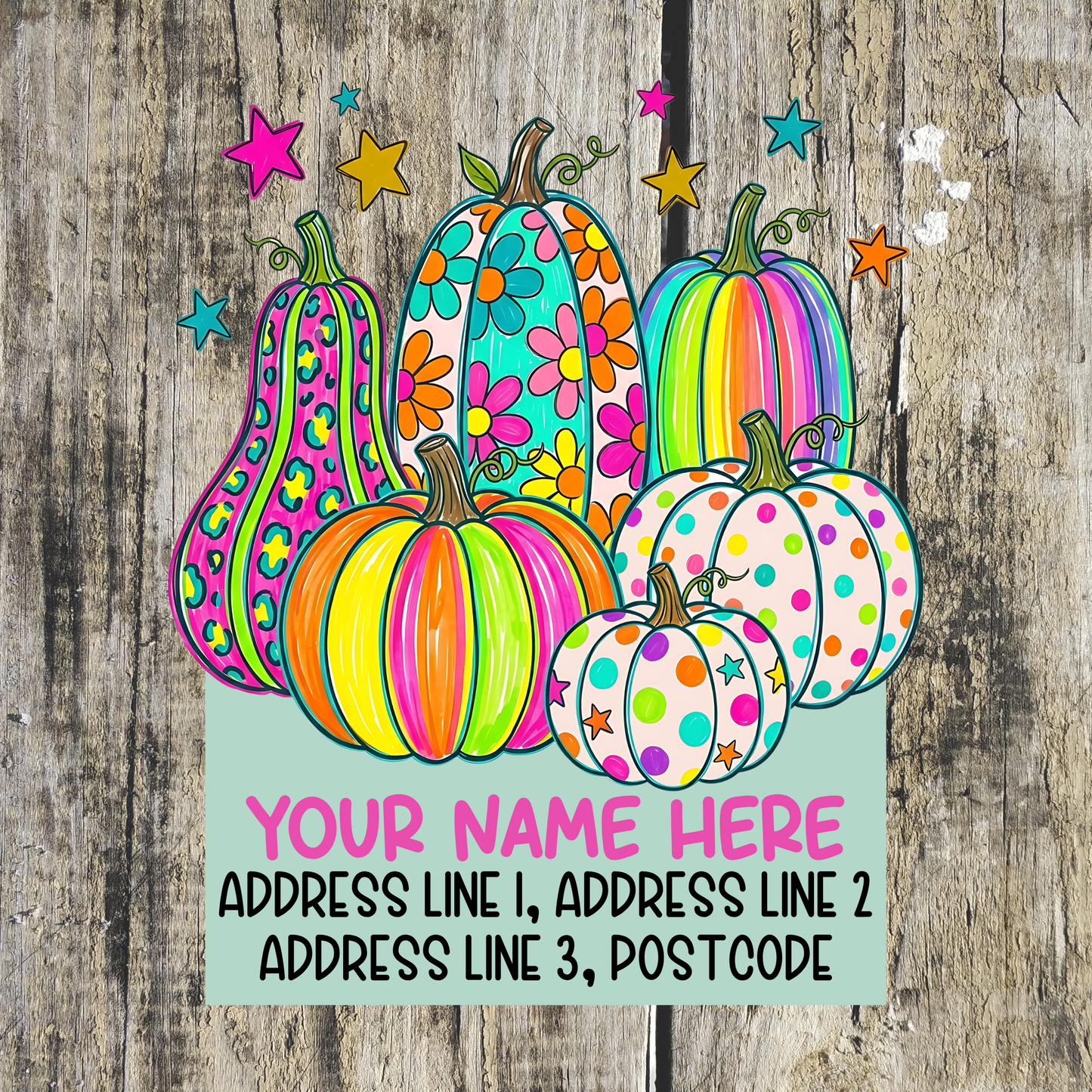 Neon Pumpkin Address Labels