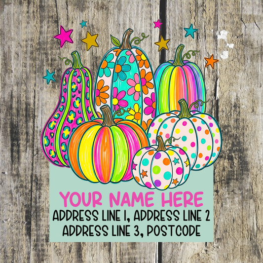 Neon Pumpkin Address Labels