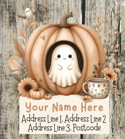 Boho ghostly pumpkin address labels