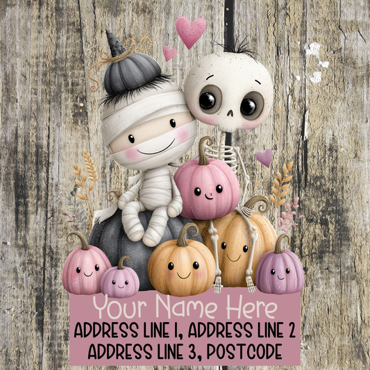 Pink Halloween Address Labels