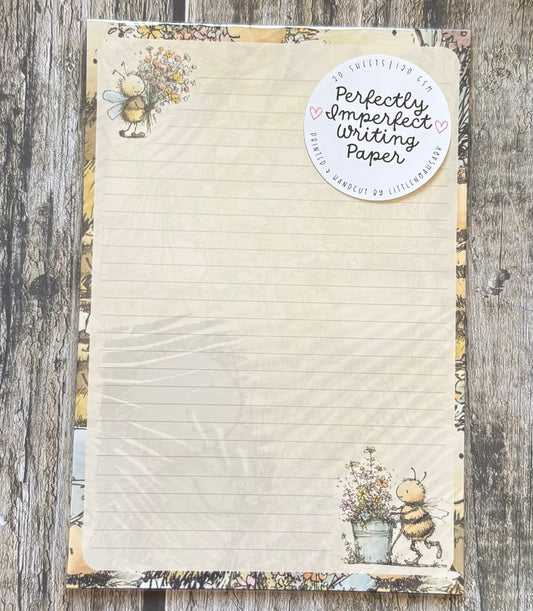 Yellow bee perfectly imperfect writing paper