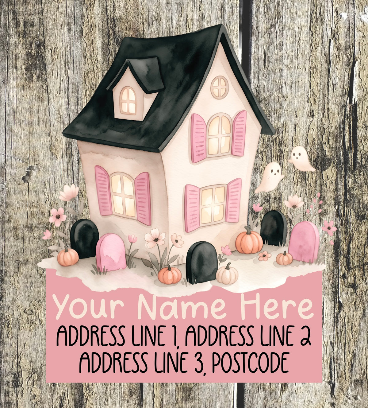 Pink & black pumpkin Address Labels