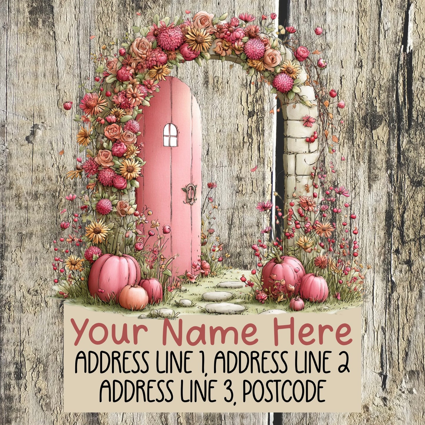 Autumn Pink Floral House Address Labels