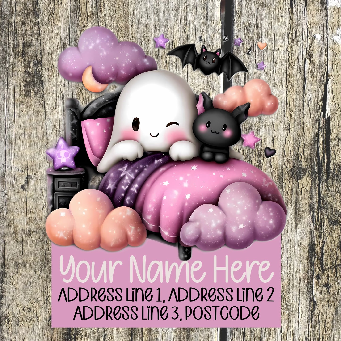 Ghostly Pink & Black Address Labels