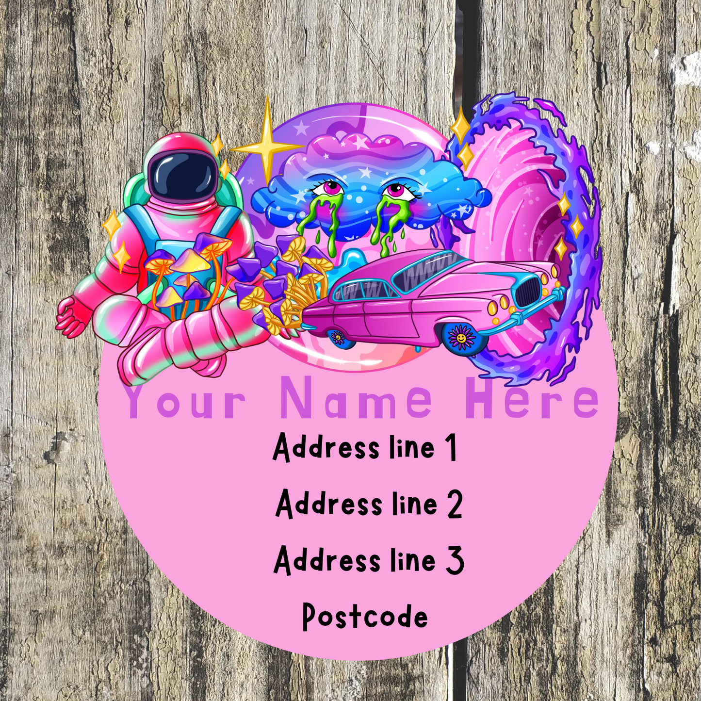 Pink Space Address Labels