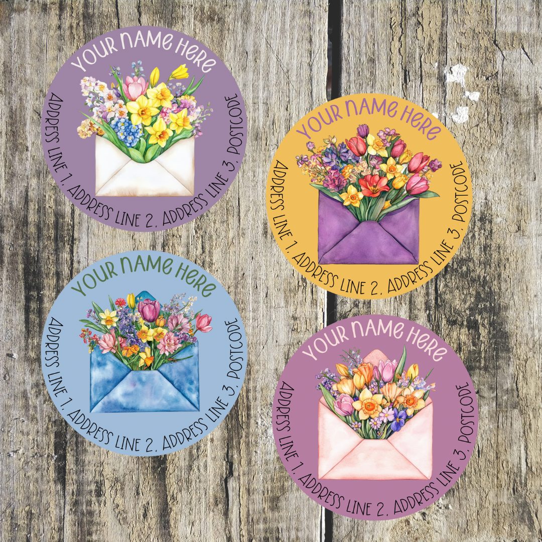 Spring Envelope Round Address Labels