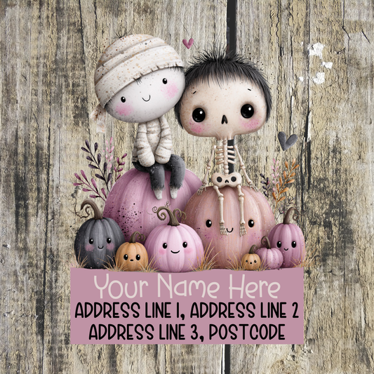 Pink Halloween Address Labels