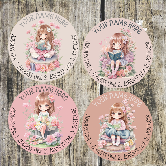 Kawaii Book Round Address Labels