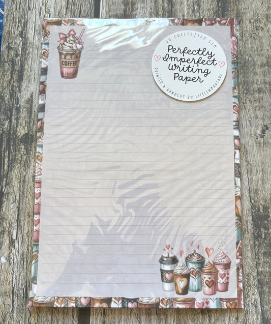 Coffee heart perfectly imperfect writing paper