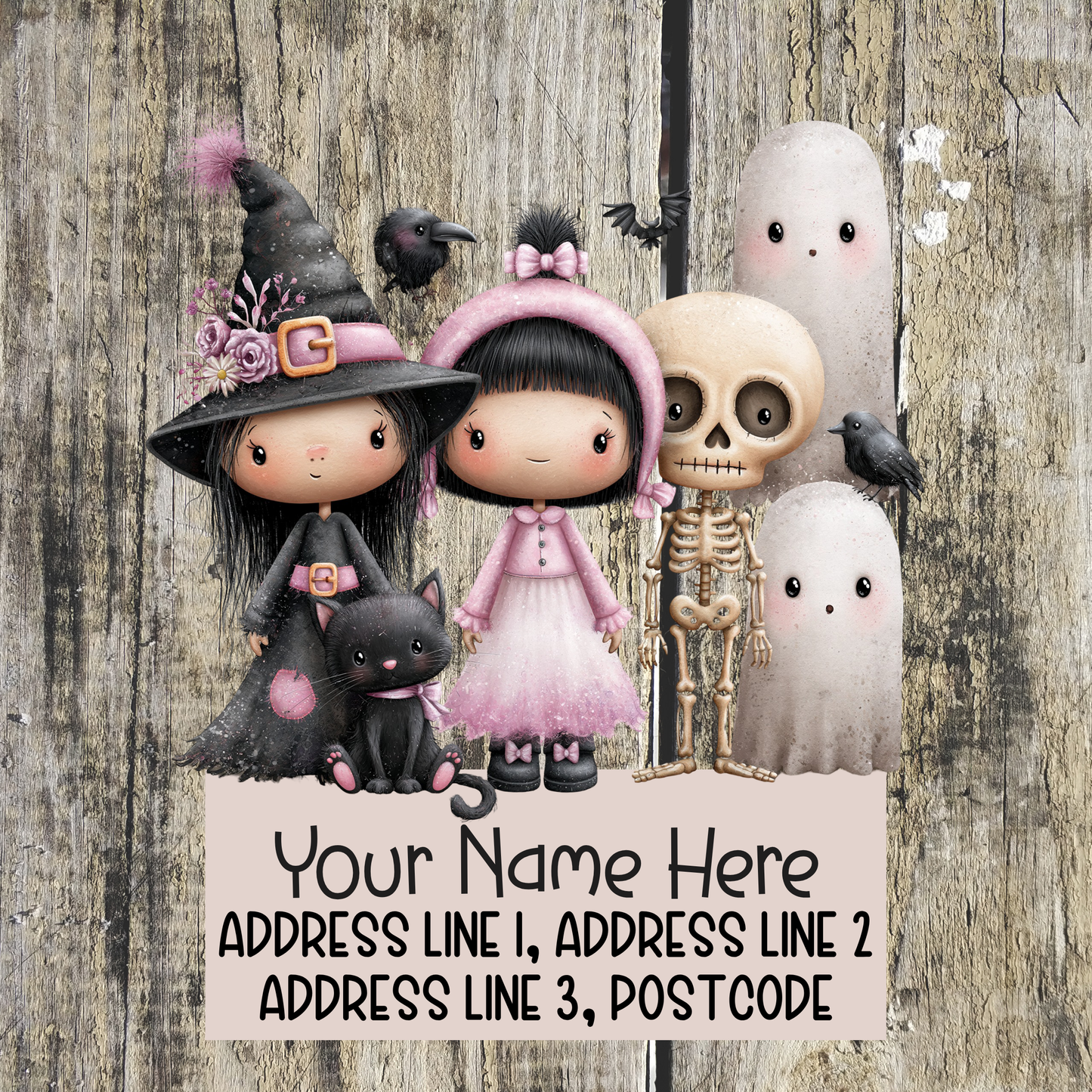 Pink Halloween Address Labels