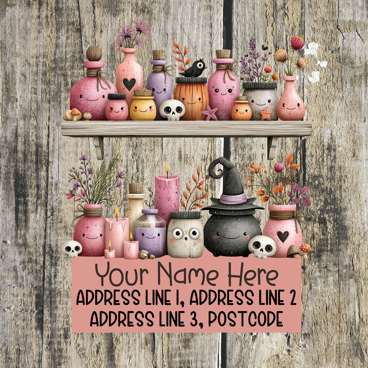 Pink Halloween Address Labels