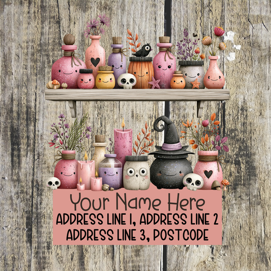 Pink Halloween Address Labels