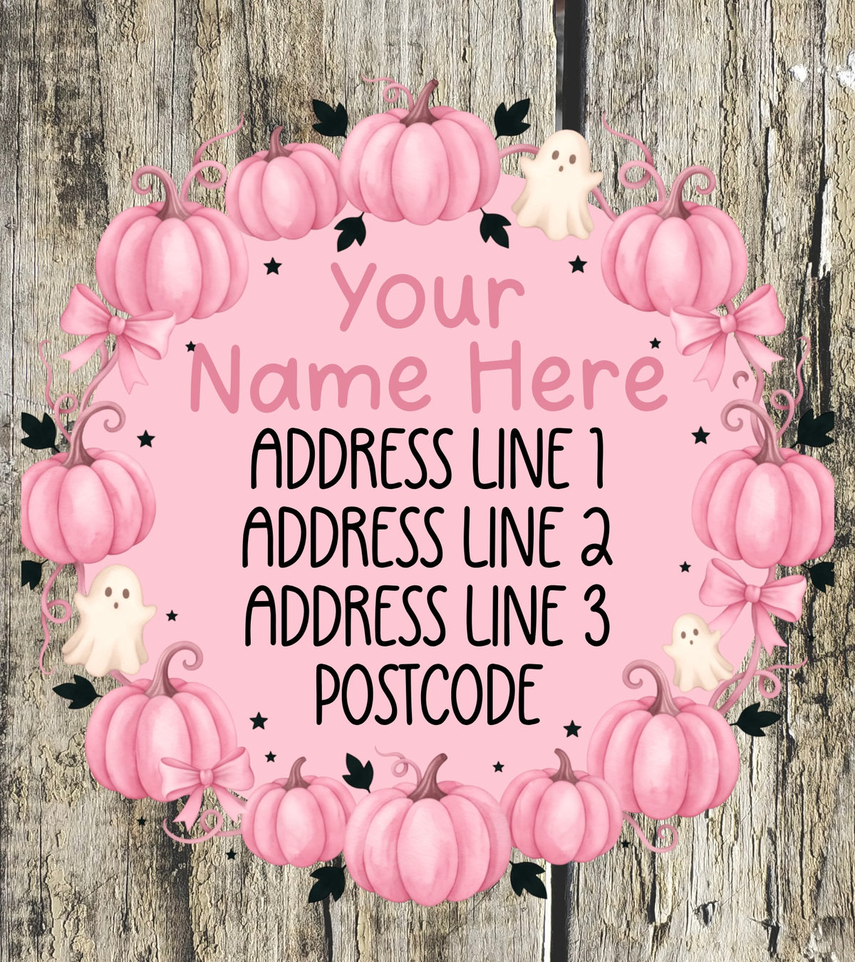Pink & black pumpkin Address Labels