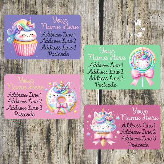 Mini Unicorn Cupcake Address Labels