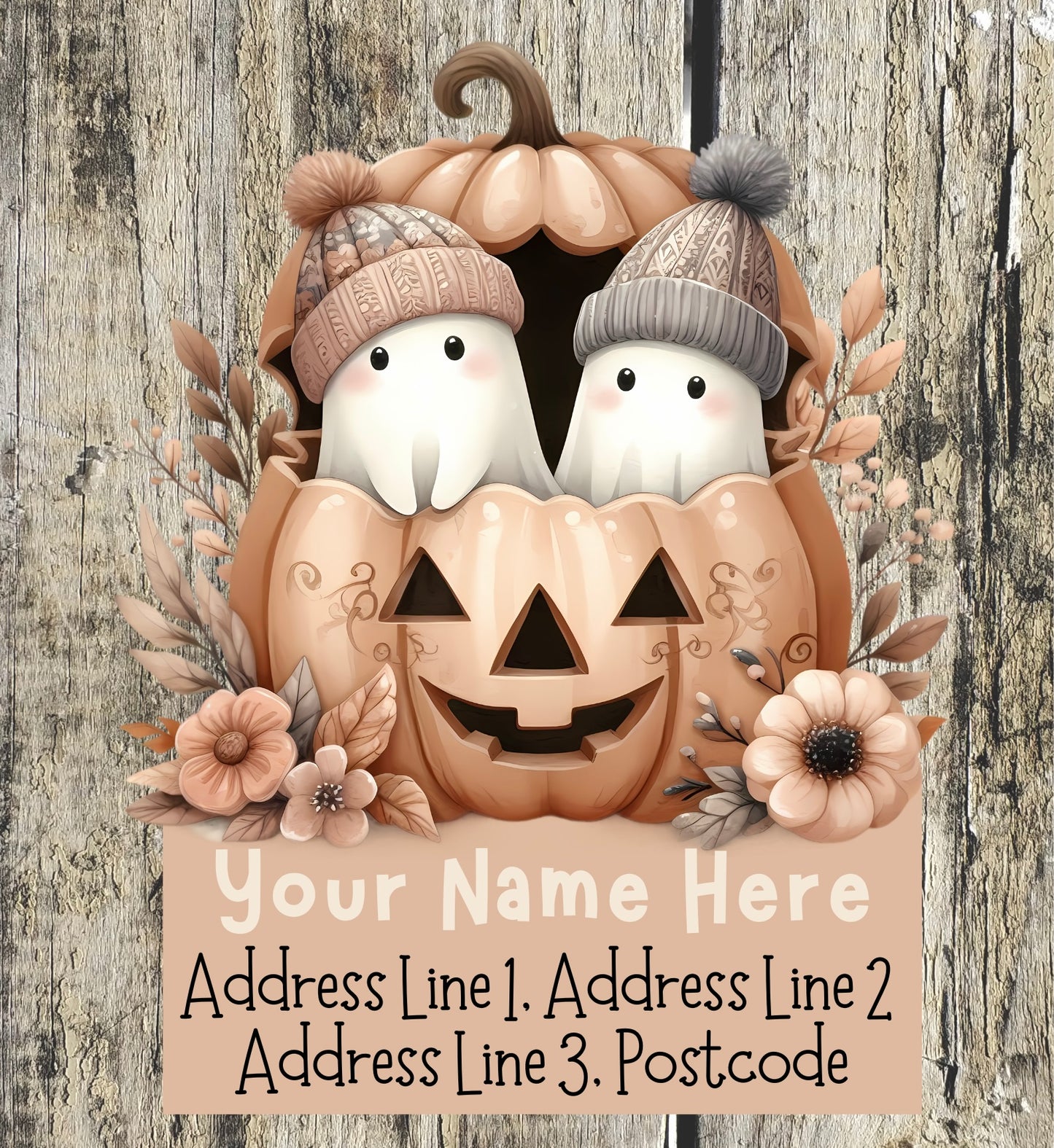 Boho ghostly pumpkin address labels