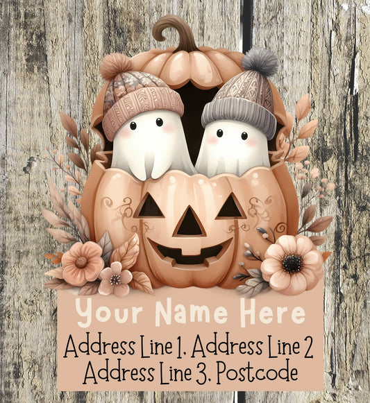 Boho ghostly pumpkin address labels