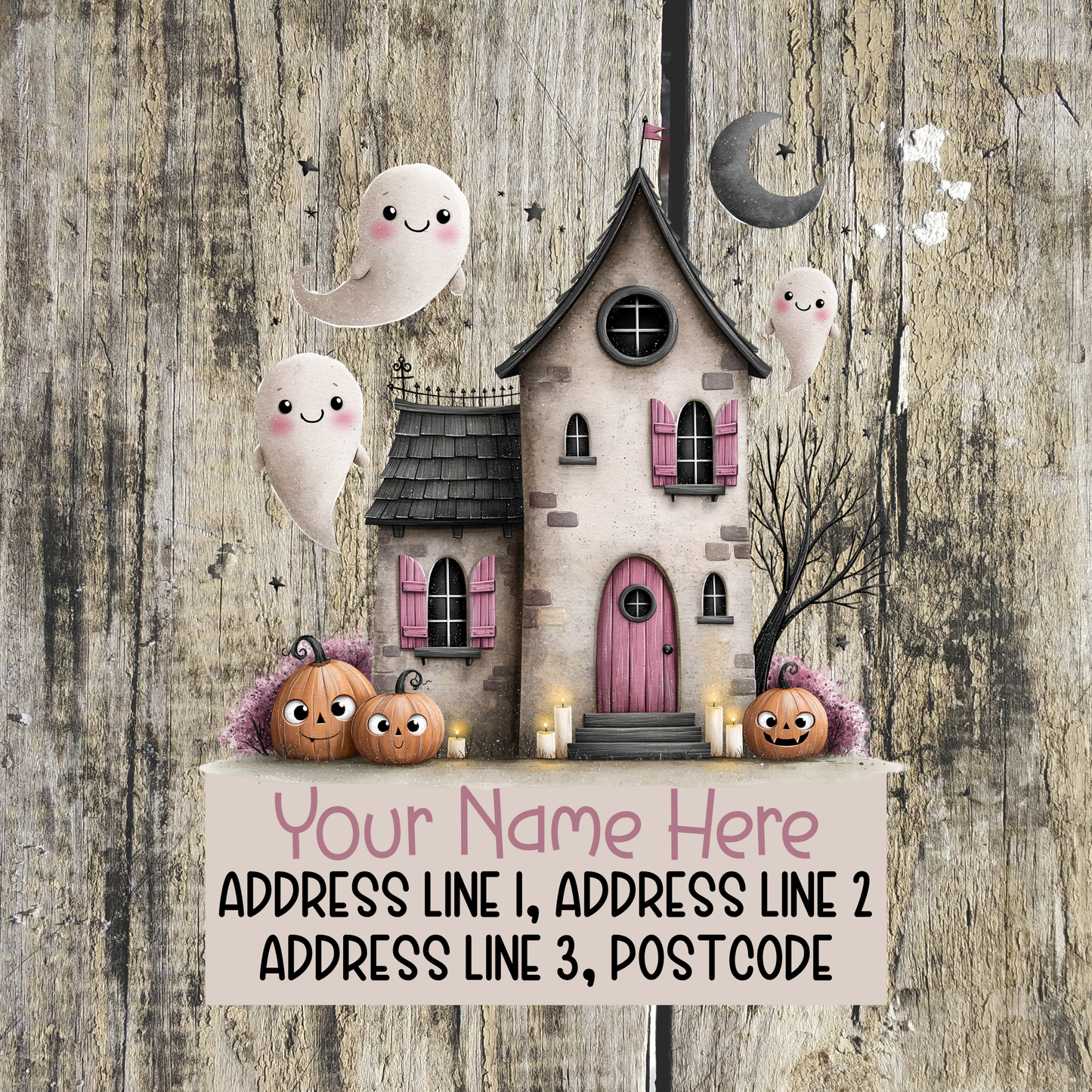 Pink Halloween Address Labels