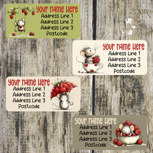 Mouse Red Berries Longer Address Labels