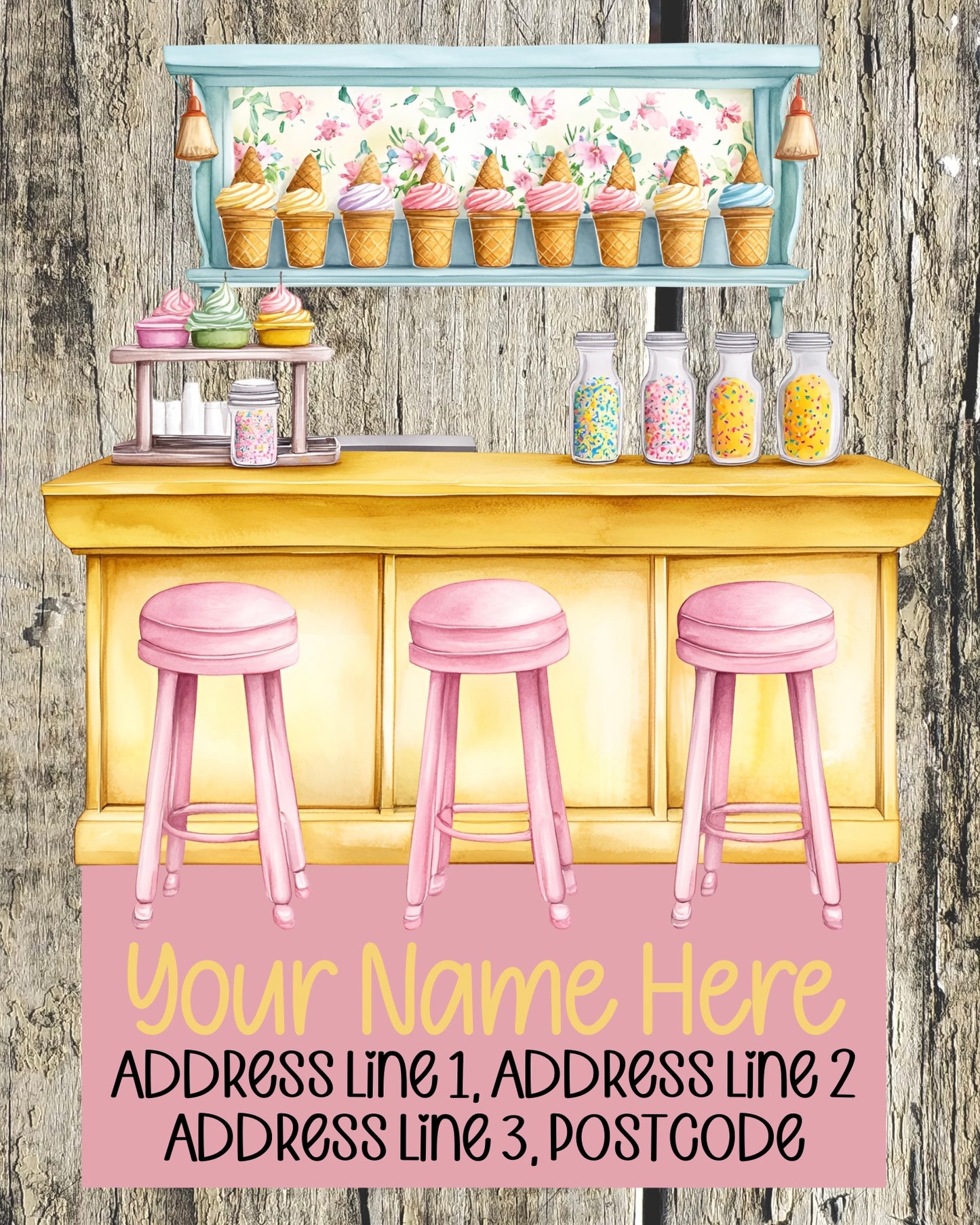 Ice Cream Shop Address Labels