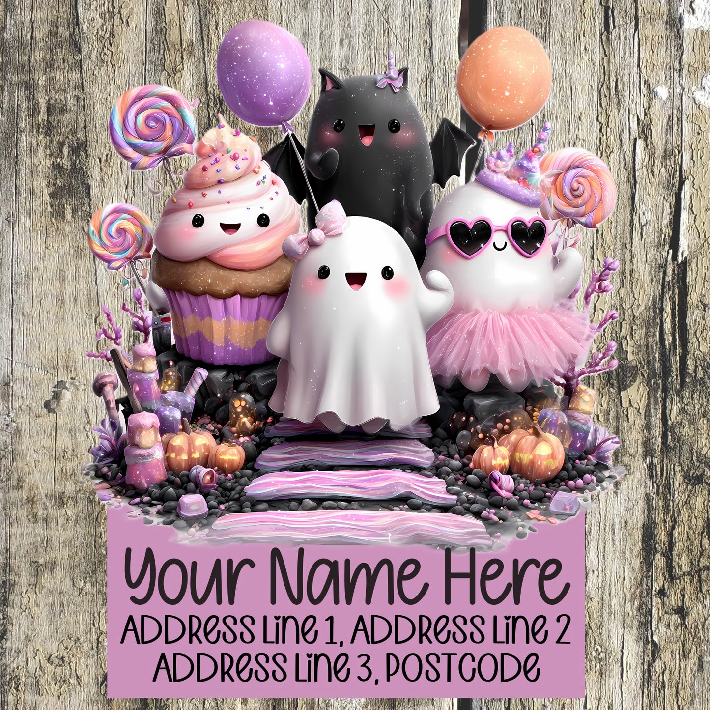 Ghostly Pink & Black Address Labels