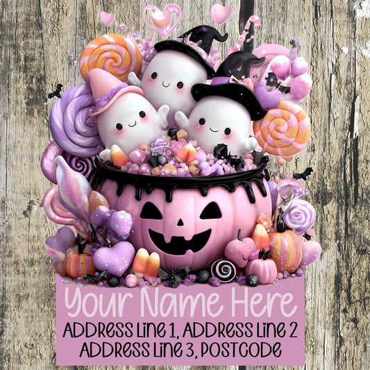 Ghostly Pink & Black Address Labels
