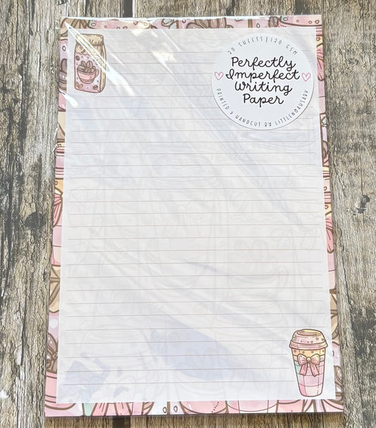 Pink coffee bean perfectly imperfect writing paper