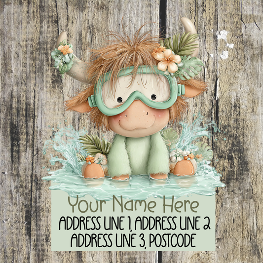 Highland Cow Summer Address Labels