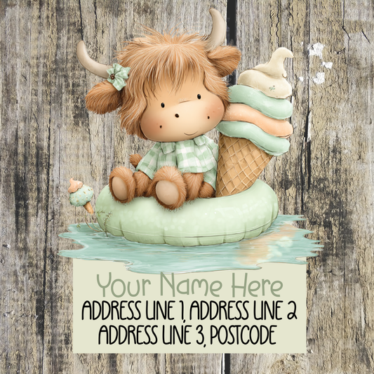 Highland Cow Summer Address Labels