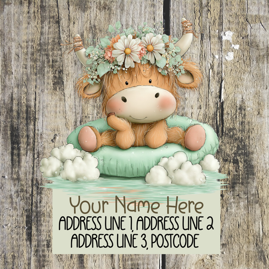 Highland Cow Summer Address Labels
