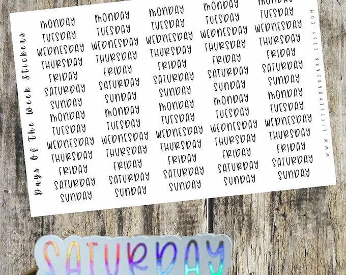 Days Of The Week Script Stickers