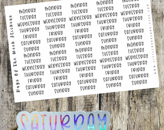 Days Of The Week Script Stickers