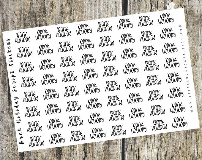 Bank Holiday Script Stickers