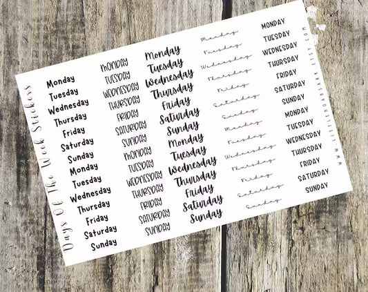 Days Of The Week Stickers