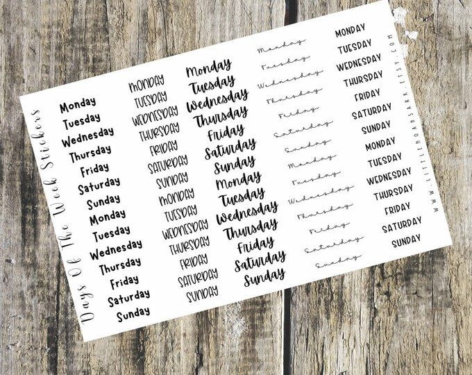 Days Of The Week Script Stickers