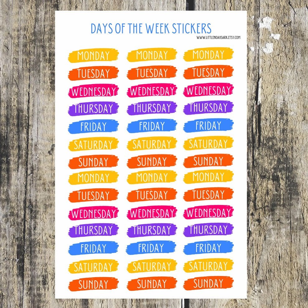 Days Of The Week Stickers