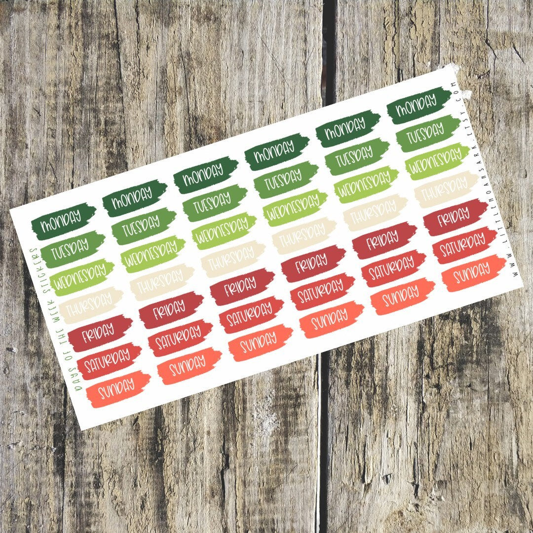 Mini Days Of The Week Stickers