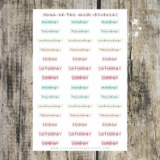 Days Of The Week Stickers