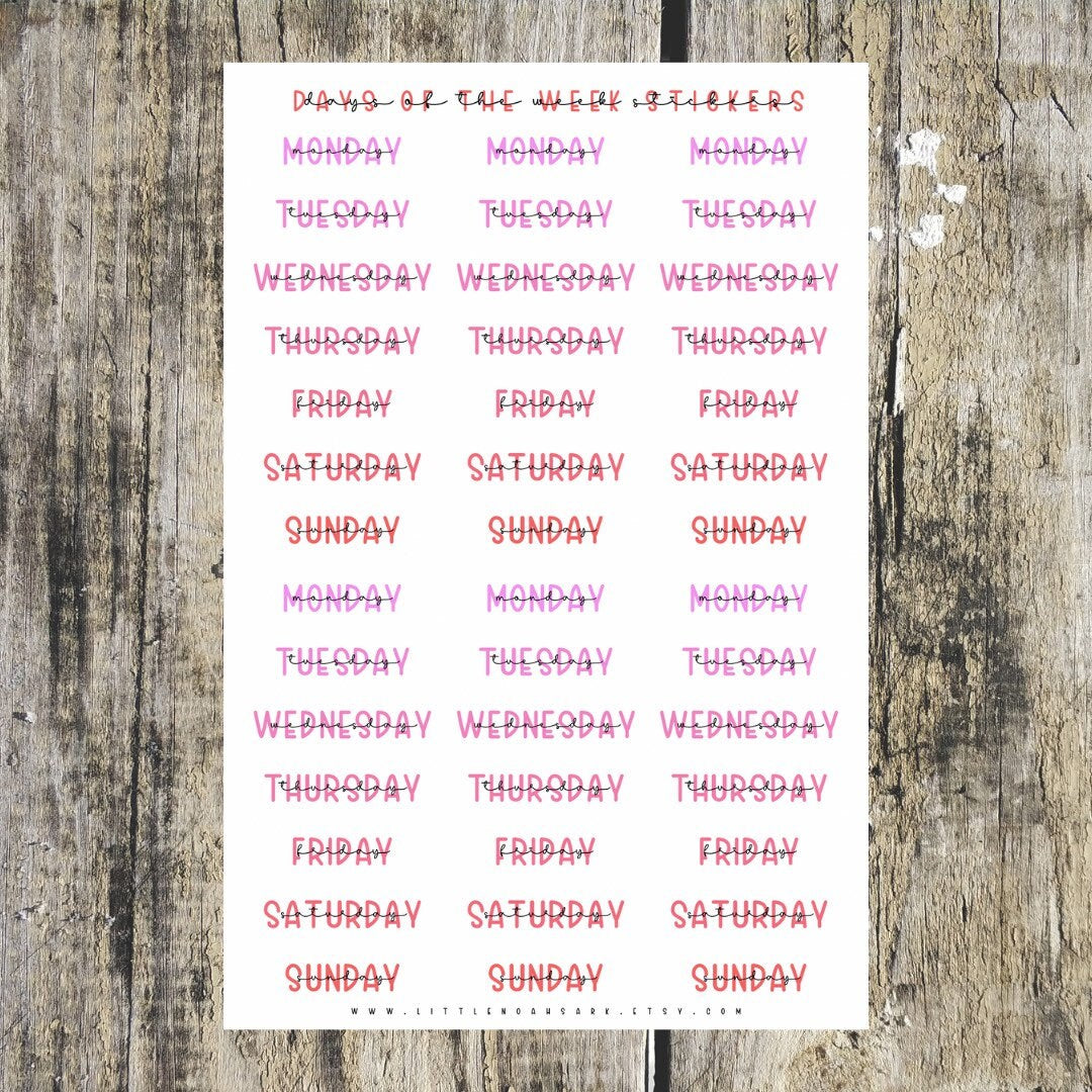 Days Of The Week Stickers