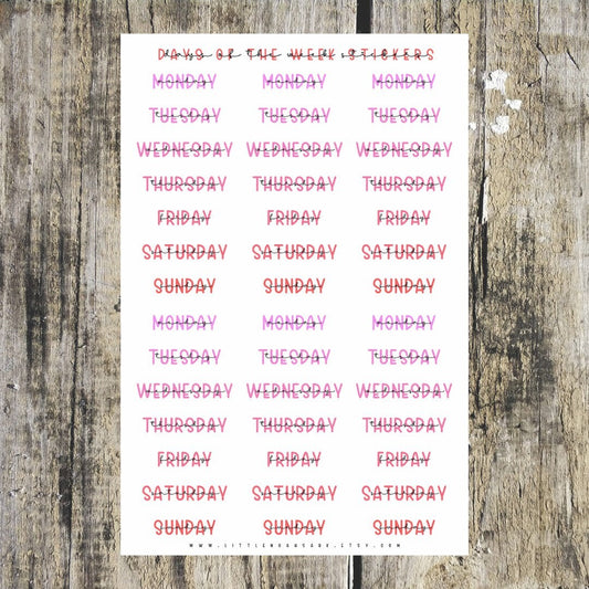Days Of The Week Stickers