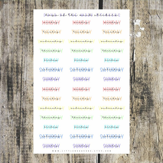Days Of The Week Stickers