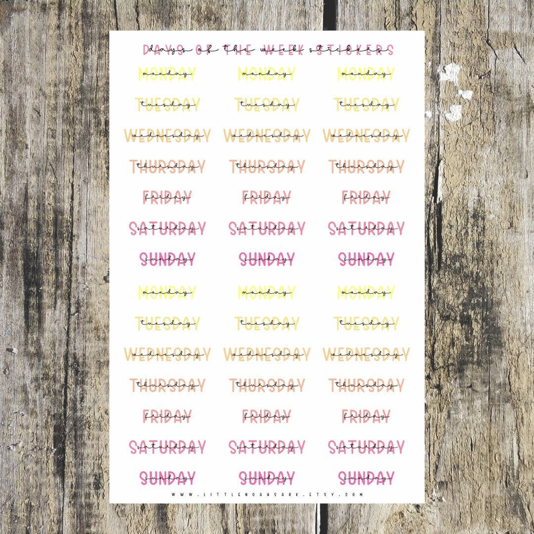 Days Of The Week Stickers