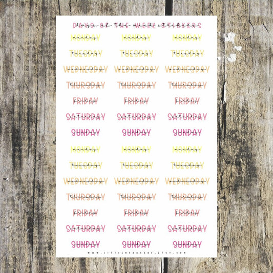 Days Of The Week Stickers