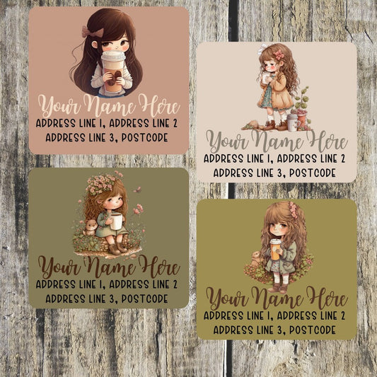 Girl Coffee Mixed Address Labels