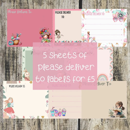 5 Sheets of please deliver to labels